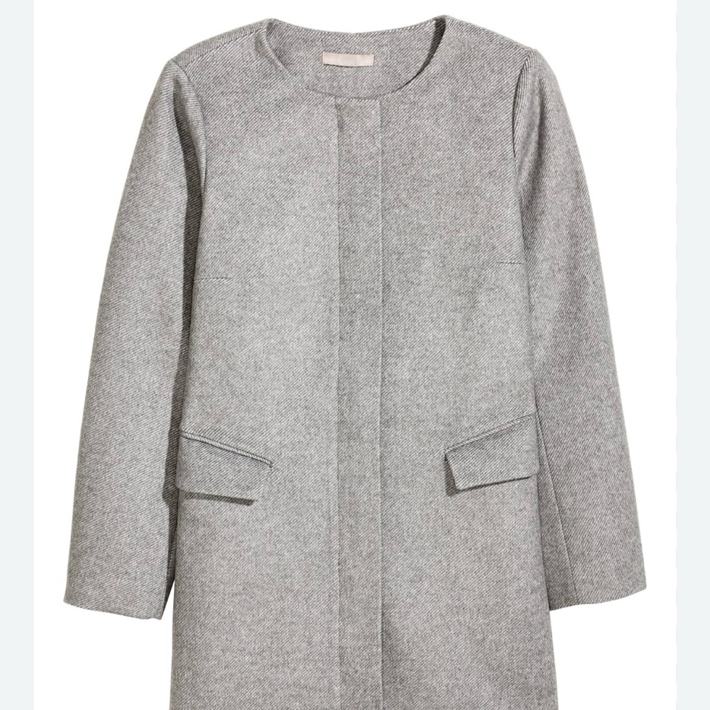 H&M Women’s Classic Wool Blend Gray Trench Coat Size 12